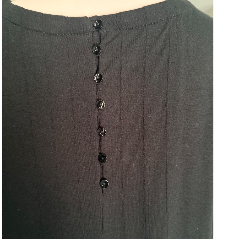 J. Jill Wearever Black Short Sleeve Pleated Button Back Shift Dress Womens M - Picture 4 of 12